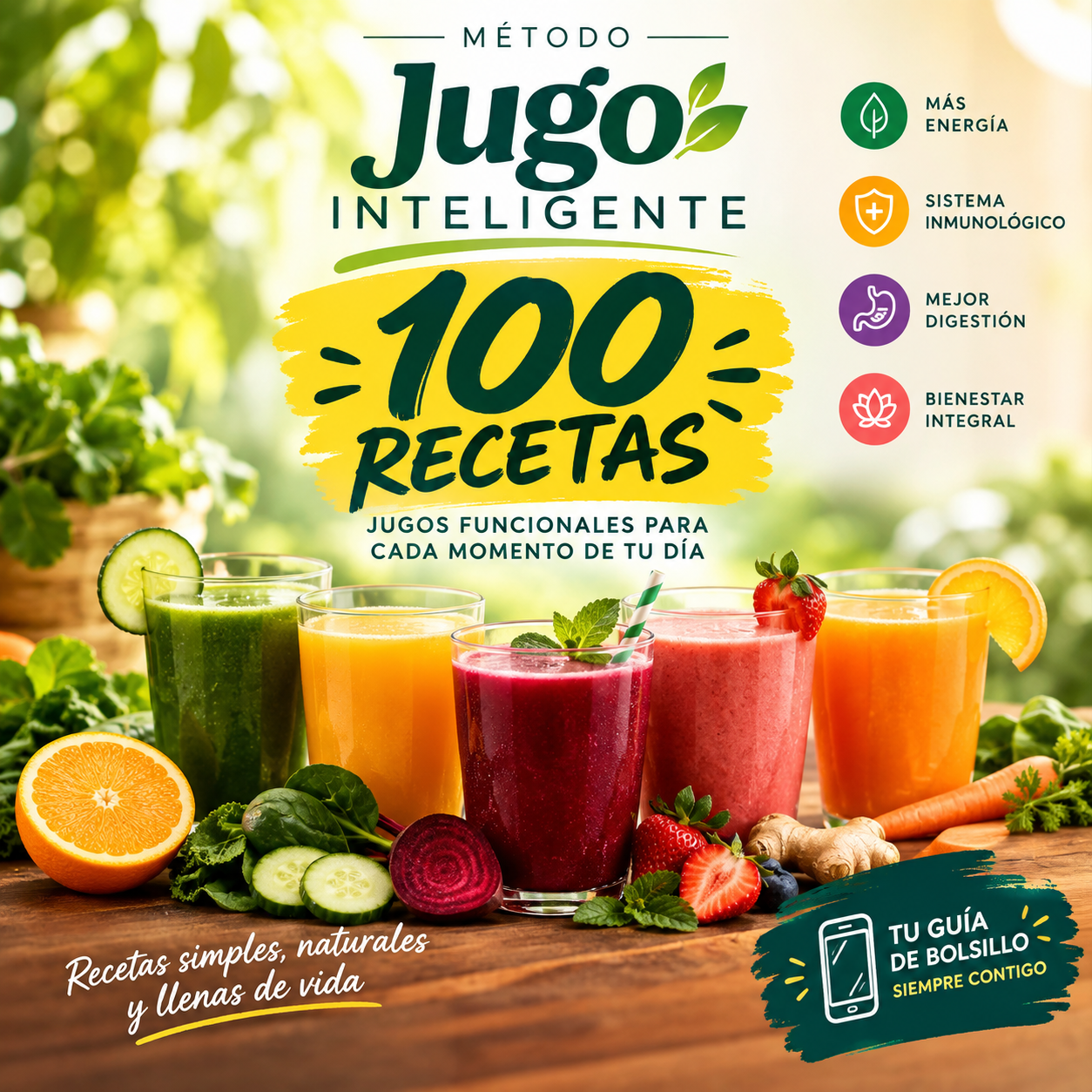 Portada del recetario Método Jugo Inteligente con 100 recetas